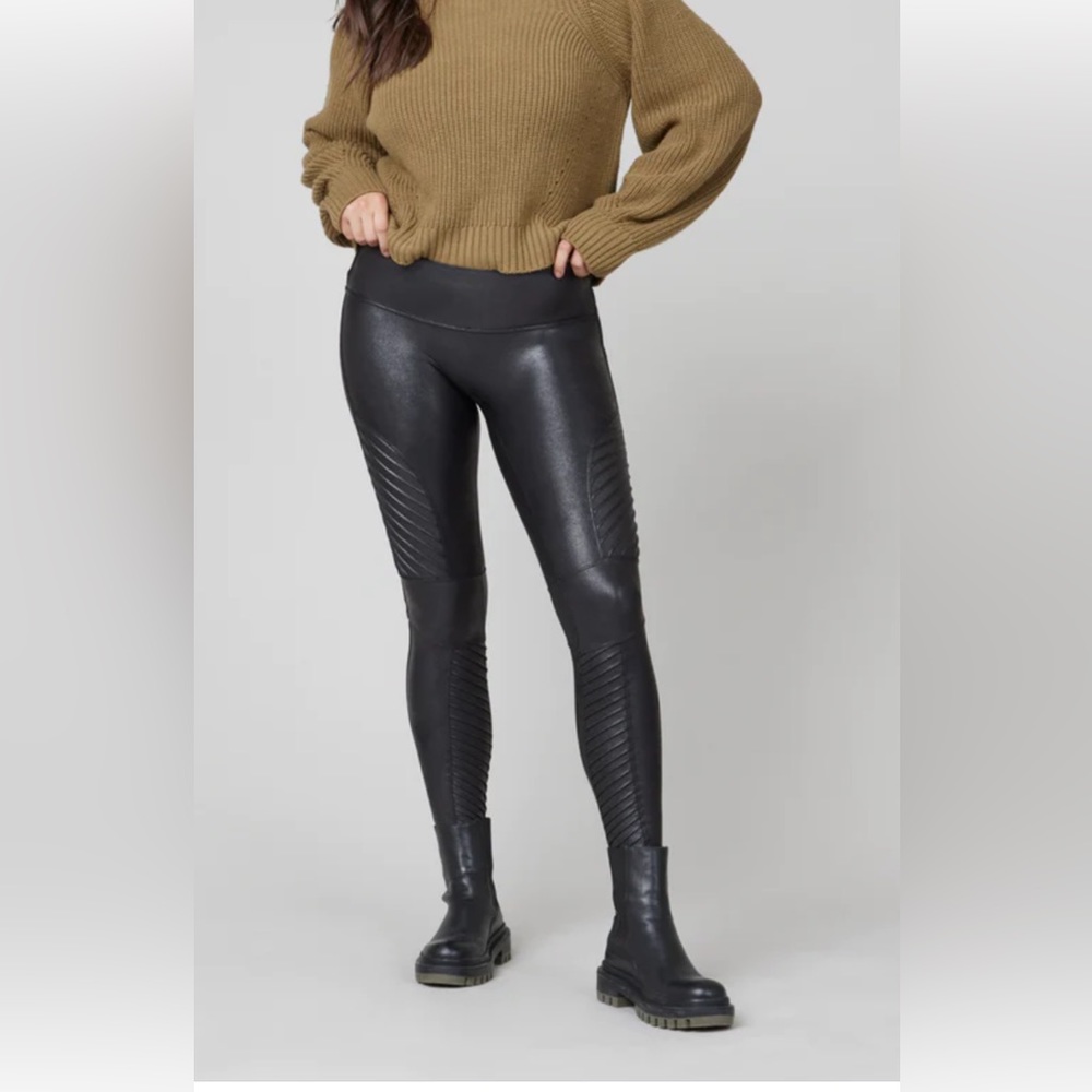 Spanx Faux Leather Moto Leggings, black size Small